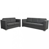 Set canapele, 2 piese, gri inchis, material textil