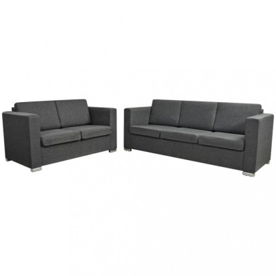 Set canapele, 2 piese, gri inchis, material textil foto