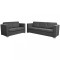 Set canapele, 2 piese, gri inchis, material textil