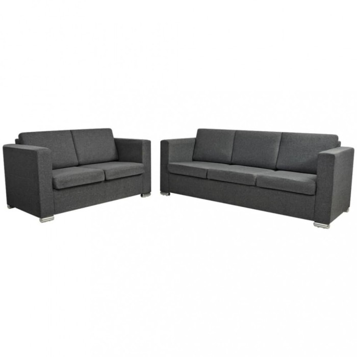 Set canapele, 2 piese, gri inchis, material textil
