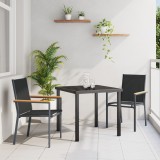 VidaXL Set de Masă de Grădină 3 Piese Negru Textilena și Oțel