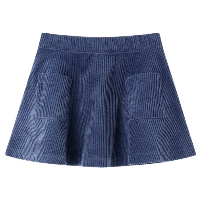 Fusta pentru copii cu buzunare, velur, bleumarin, 128