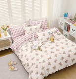 Cumpara ieftin Lenjerie Pat Calupoh Fx024, Bumbac, 4 Piese, Fara Elastic, Alb, Roz