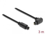 Cablu audio optic Toslink drept/unghi 90 grade 3m negru, Delock 90931