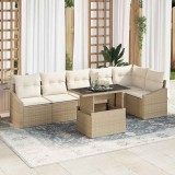VidaXL Set de canapele pentru grădină 7 pcs Bej, crem 100 x 55 x 73 cm
