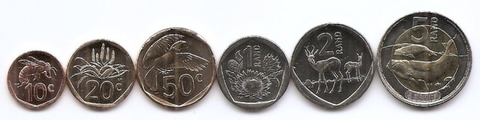 Africa de Sud Set 6 - 10, 20, 50 cents 1, 2, 5 Rand 2023/2024 - UNC !!!