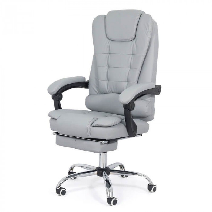 Scaun directorial, maxim 120 kg, piele ecologica, perne suplimentare, functie recliner/pivotare