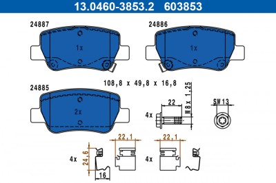 ATE 13.0460-3853.2 set placute frana,frana disc foto