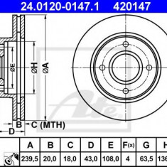 Disc frana FORD COURIER (J3, J5) (1996 - 2016) ATE 24.0120-0147.1