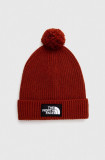 The North Face caciula culoarea bordo, din tricot gros