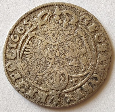 (A800) MONEDA DIN ARGINT POLONIA - 6 GROSZY GROSI 1665, IOAN II CASIMIR VASA, CRACOVIA foto
