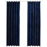 Cumpara ieftin Draperii opace 2 buc. albastru inchis 140x175cm catifea carlige