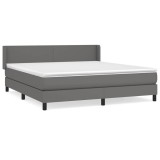 Cumpara ieftin Pat box spring cu saltea, gri, 180x200 cm, piele ecologica