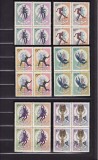 ROMANIA 1966 LP 627 CAMPIONATUL MONDIAL DE FOTBAL ANGLIA SERIA IN BLOCURI DE 4 TIMBRE STARE MNH, Nestampilat