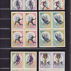 ROMANIA 1965 LP 627 CAMPIONATUL MONDIAL DE FOTBAL BLOCURI DE 4 TIMBRE MNH