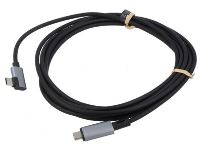 Cablu USB 2.0 USB-C Unghi 3m Negru 100W foto