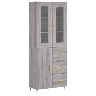 Dulap inalt, gri sonoma, 69,5x34x180 cm, lemn compozit foto