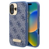 Husa originala Guess iPhone 16 Hardcase 4G Logo Plate MagSafe, albastru, GUHMP16SU4GPRB