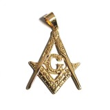 Pandantiv masonic Auriu - Echer si Compas cu Litera G - MM999