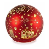 Sfera decorativa Craciun sticla rosie aurie cu led YU &Oslash; 10 cm x 9 H