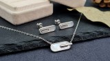 Cumpara ieftin Set Bijuterii din Argint 925 Rodiat cu Sidef , Colier E i Cercei Rectangulari cu Design Modern Minimalist