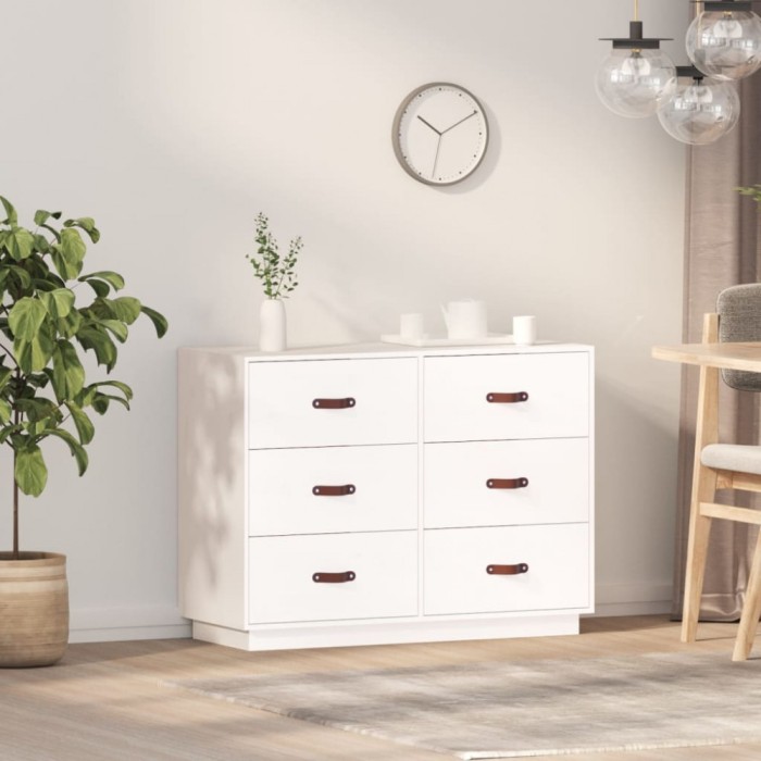 vidaXL Servantă, alb, 100x40x75 cm, lemn masiv de pin