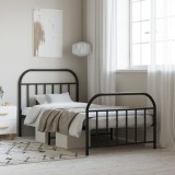 VidaXL Cadru pat metalic cu tăblii de cap/picioare, negru, 107x203 cm