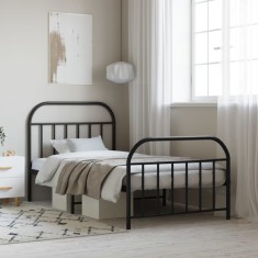 vidaXL Cadru pat metalic cu tăblii de cap/picioare, negru, 107x203 cm 353649