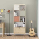 Biblioteca Adore Tiffany, 4 usi si 4 rafturi, Multicolor, 67 x 181 x 30 Cm