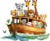 Cumpara ieftin Sticker decorativ Animale pe Barca, Maro, 72 cm, 8094ST-3, Oem