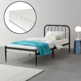 Pat dormitor Hanco 90 cu saltea metal negru mat [en.casa] HausGarden Leisure