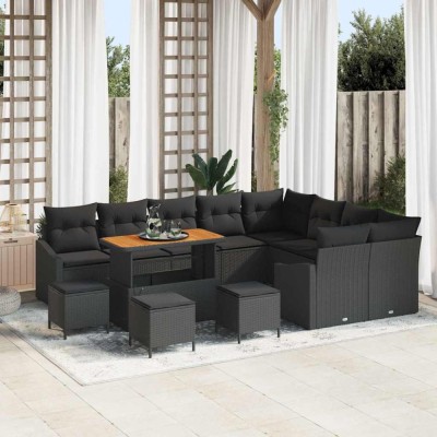 vidaXL Set de canapele pentru grădină 13 pcs Negru 110 x 55 x 71 cm 3364649 foto