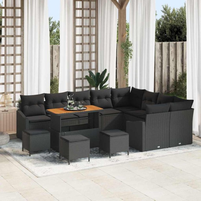 vidaXL Set de canapele pentru grădină 13 pcs Negru 110 x 55 x 71 cm 3364649