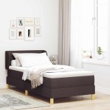 VidaXL Pat cu arcuri și saltea crem 90x200 cm Maro &icirc;nchis 80 x 200 cm