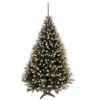 Brad artificial, varfuri cu aspect nins, conuri si merisoare, inaltime 220 cm, suport, ProCart