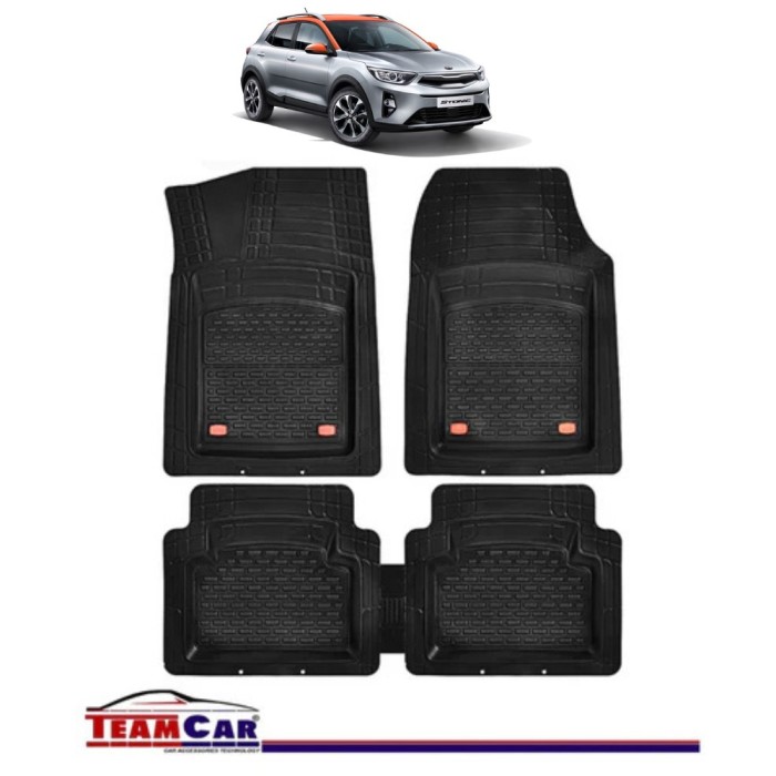 Covorase Auto TeamCar&reg; Kia Stonic YB Crossover (2017-prezent) - Negru - Cauciuc Rezistent Tip Tavita