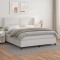 vidaXL Pat box spring cu saltea, alb, 160x200 cm, piele ecologică 3128980