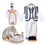 Set botez popular baiat, trusou botez landou, lumanare si costum national,