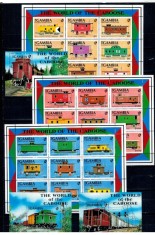 Gambia 1991 - Locomotive, cai ferate, serie minicoli si colite neuzate foto