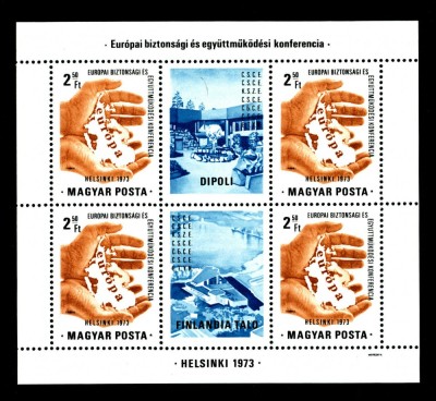 UNGARIA 1973 - 1974 CONFERINTA HELSINKI 3 COLITE NESTAMPILATE COTA 22 EURO foto