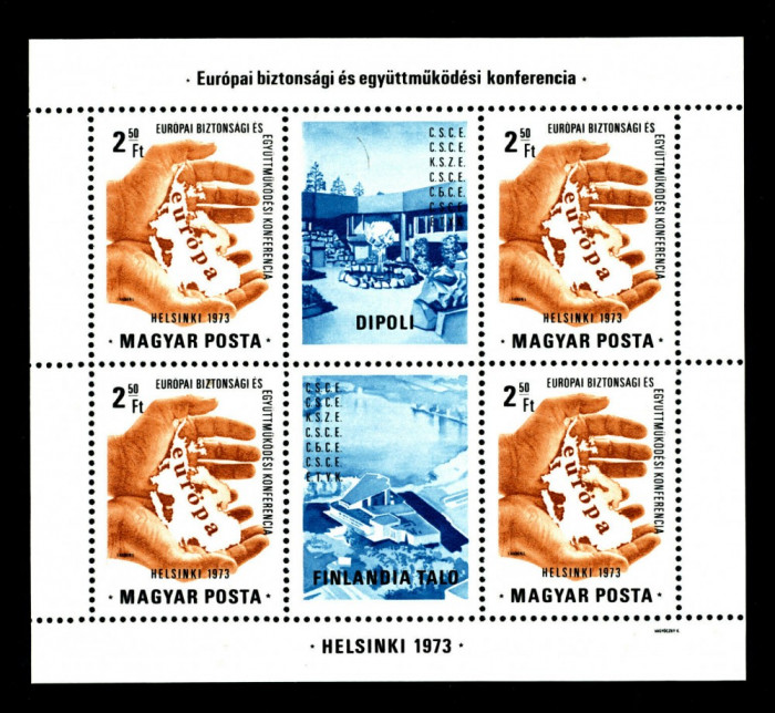 UNGARIA 1973 - 1974 CONFERINTA HELSINKI 3 COLITE NESTAMPILATE COTA 22 EURO