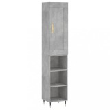 Dulap inalt, gri beton, 34,5x34x180 cm, lemn prelucrat