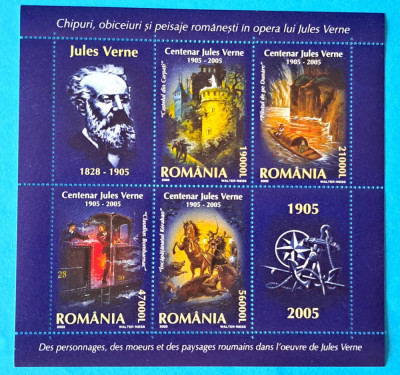 TIMBRE ROMANIA LP 1678a/2005 Centenar Jules Verne -bloc de 4 timbre -MNH foto