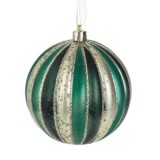 Ornament Glob Brad de Craciun Bej Petrol cu Glitter, CMCLASS