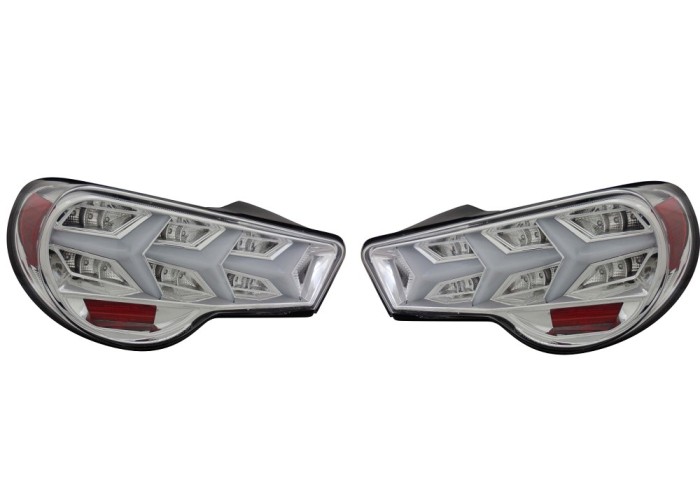 Set stopuri, lampa spate SUBARU BRZ, 06.2012-12.2020; TOYOTA GT-86, 06.2012-06.2021, partea stanga, dynamic indicator; LED; crom, transparent; TUNING