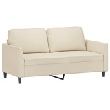 Cumpara ieftin Canapea cu 2 locuri, crem, 140 cm, piele ecologica