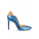 Pantofi Mihai Albu din piele metalizata Blue Punctulata