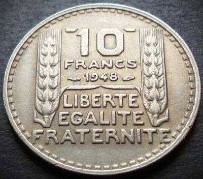 Moneda istorica 10 FRANCI / FRANCS - FRANTA, anul 1948 *cod 302 = excelenta foto