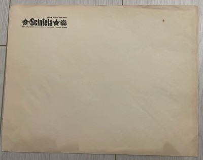 Plic mare nescris SCANTEIA, comunism, propaganda 32 x 25 / epoca de aur / presa socialista / Ceausescu dictatura Casa Scanteii Bucuresti foto