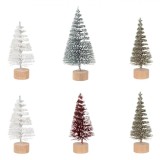 Brazi Decorativi Crăciun, Fără Brand, 7cm, Glitter Alb Argintiu și Roșu, Set 6 Bucăți, Oem